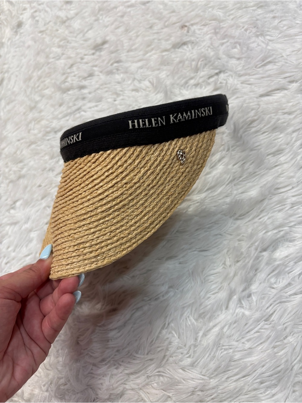 Helen Kaminski Bianca Logo Visor Hat in Natural Black Logo - Picture 4 of 7